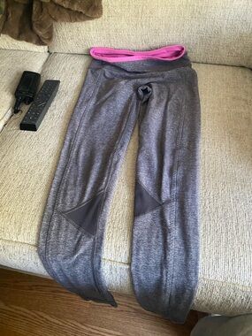 Ivivva Gray Leggings with Pink Waistband Accent